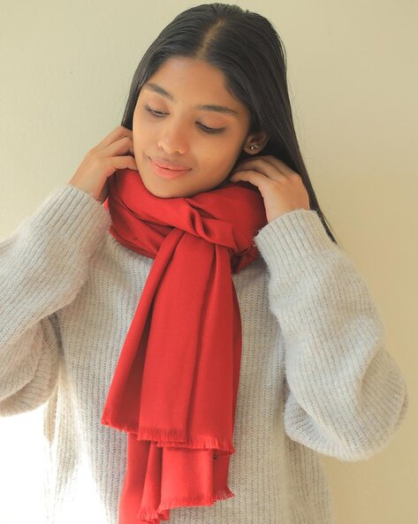 Women Woolen Scarf with Fringes Price in India