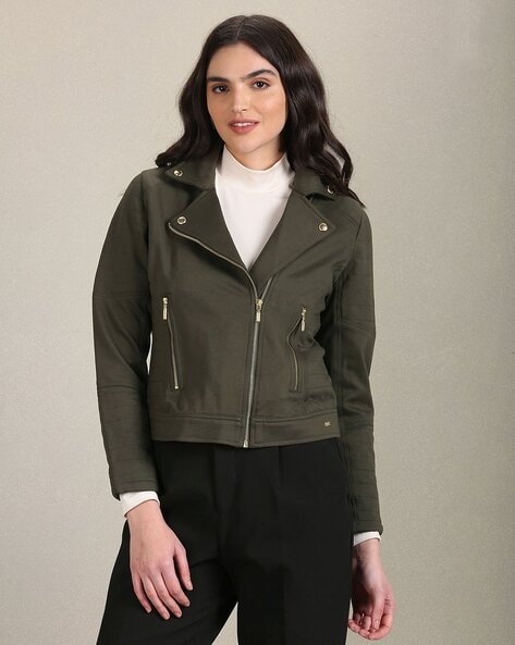 Brit Suede Biker Jacket Green – L.Cuppini