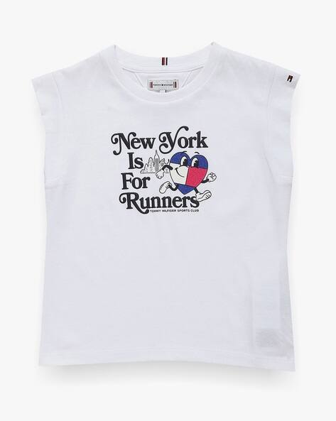 TOMMY HILFIGER Girls Typographic Print Regular Fit Round-Neck T-Shirt