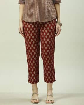 Women Floral Print High-Rise Narrow Pants