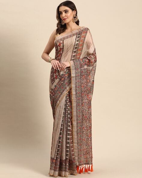 Buy Cream Sarees for Women by KAIZEN TEXO FAB Online | Ajio.com