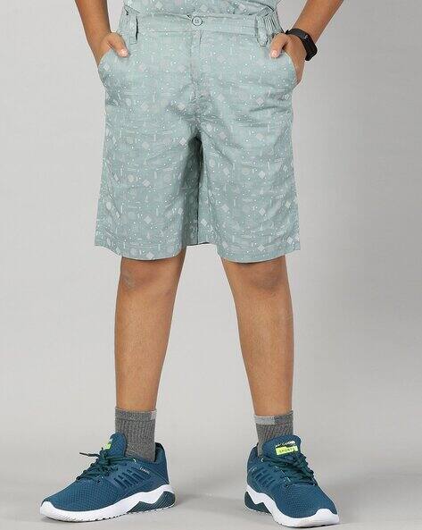 Buy Sea green Shorts 3/4ths for Boys by Kiddopanti Online - Main Image