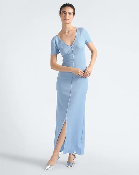 bodycon maxi dress short sleeve Polynesian Sea Turtle Short Sleeve Bodycon Dress Tribal Blue LT6 main image 0