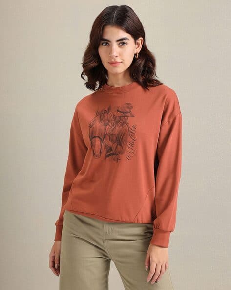 Graphic Print Crew-Neck Sweatshirt