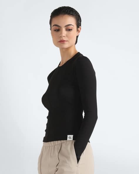 Women Ribbed Slim Fit Top