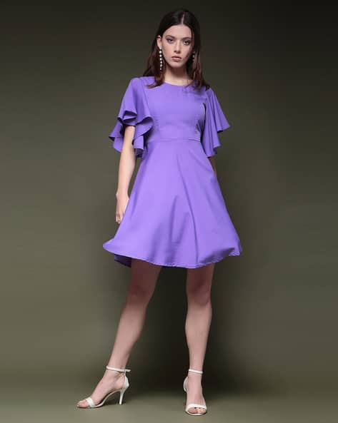 princess polly baby blue dress Women's Floral Print Butterfly Sleeve Dress