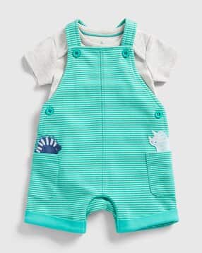 mothercare Boys Striped Cotton Dungaree Set-picture-50