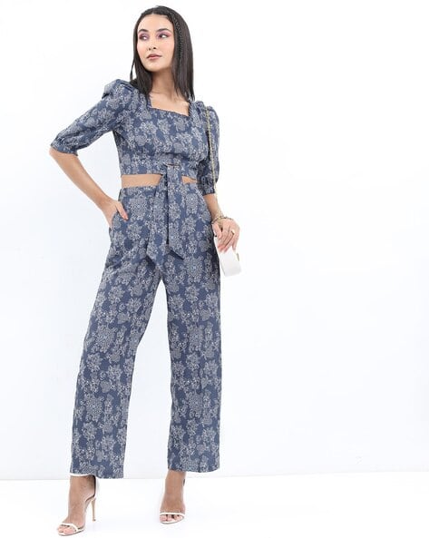 Ketch Women Floral Print Top & Pants Set