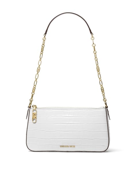 Buy Michael Kors Empire Medium Crocodile Embossed Leather Chain Link Shoulder Bag White Color Women AJIO LUXE