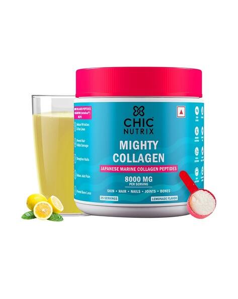 CHICNUTRIX Mighty Collagen Powder - Japanese Marine Collagen Peptides Lemonade Flavour