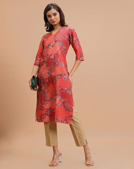 Ketch Women Paisley Print Straight Kurta