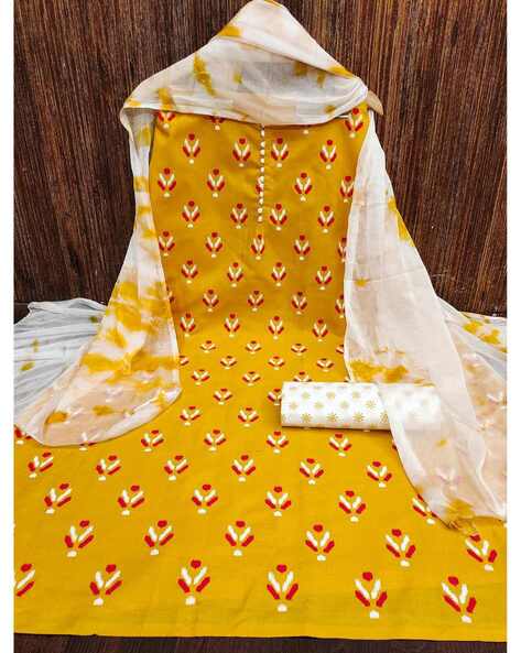 Women Ikat Print Unstitched Dress Material Price in India