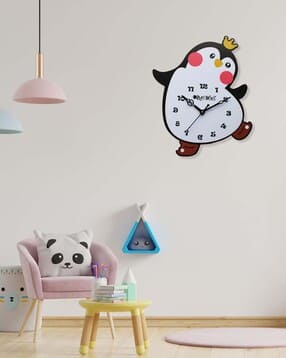 olive tree Penquin Pattern Silent Movement Wooden Wall Clock-picture-53
