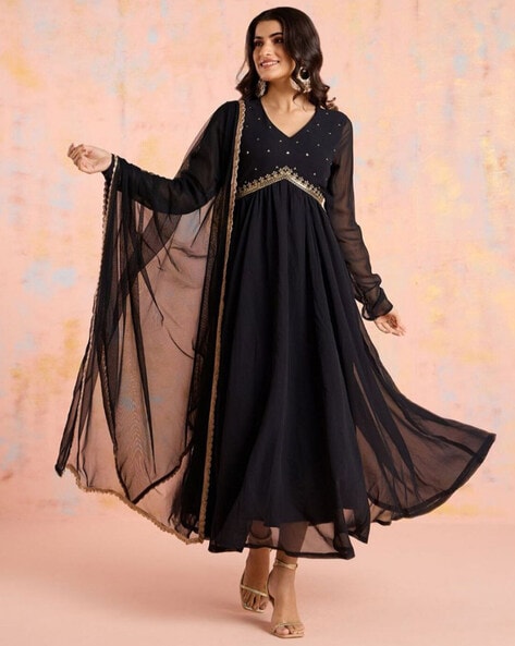 Black Kurta Suit Sets for Women by Modestouze Attires Online | Ajio.com