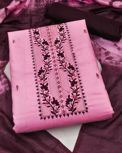 Women Embroidered Unstitched Dress Material Price in India