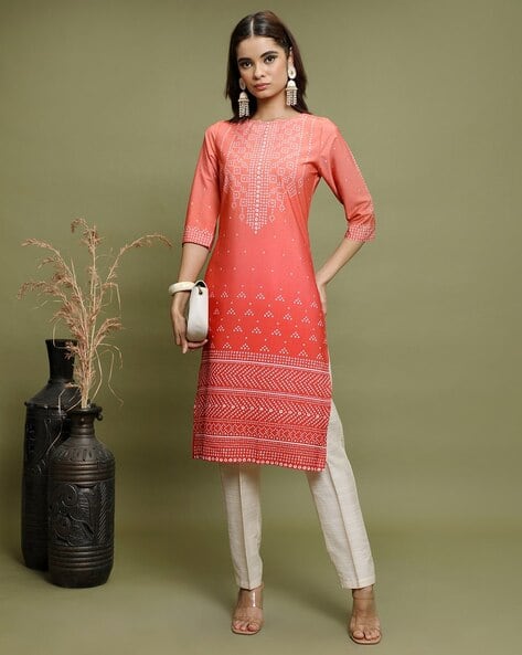 Ketch Women Bandhani Print Straight Kurta
