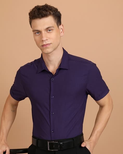 Ketch Men Slim Fit Shirt with Spread Collar