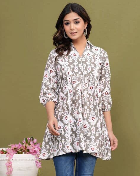 Bunkari Women Ikat Print Flared Kurta