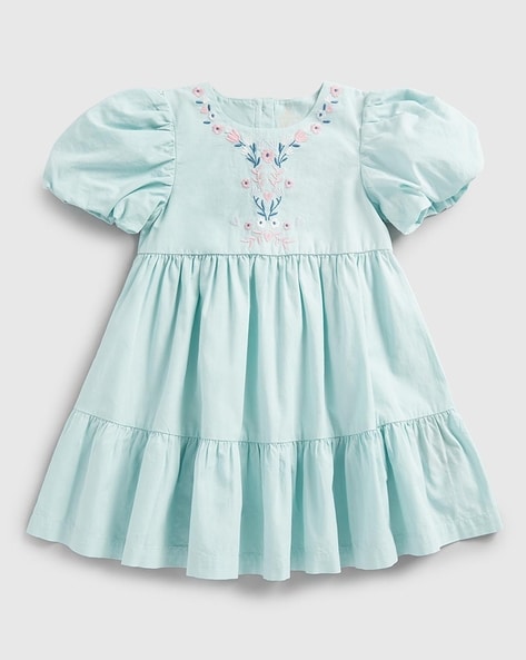 Mothercare Girls Embroidered Cotton Tiered Dress