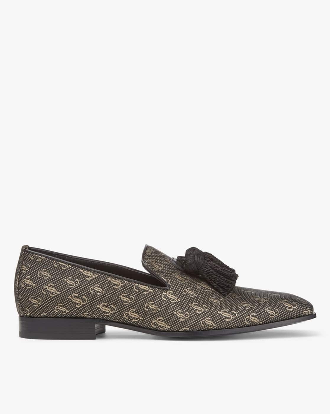 Buy Jimmy Choo Foxley/M Jacquard Leather Loafers | Black Color Men