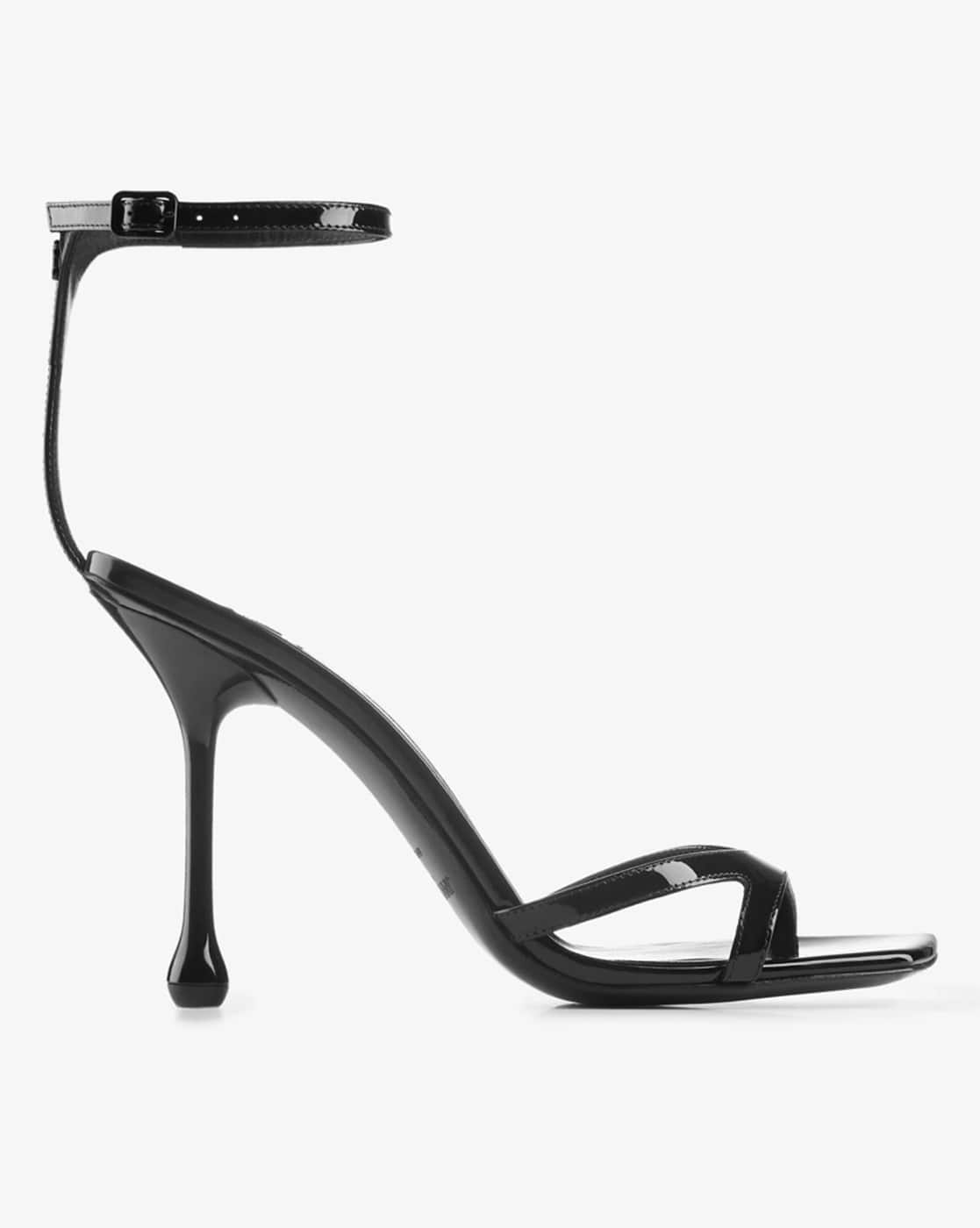 Buy Jimmy Choo Ixia Sandal 95 Patent Leather Sandals | Black Color