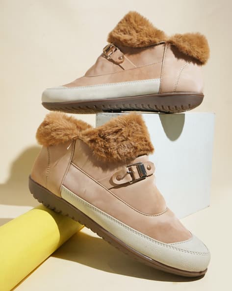 Women Fur-Lined Ankle-Length Boots