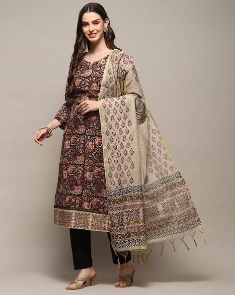 Women Kalamkari Print 3-Piece Dress Material Price in India