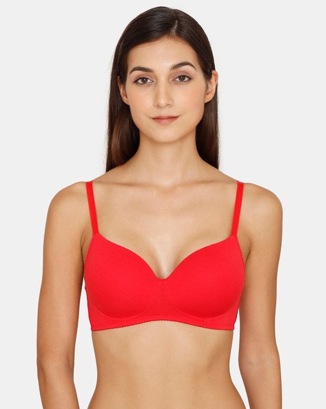 Buy Zivame Sporty Twist Padded Non Wired 3/4th Coverage T-Shirt Bra - Green  Online