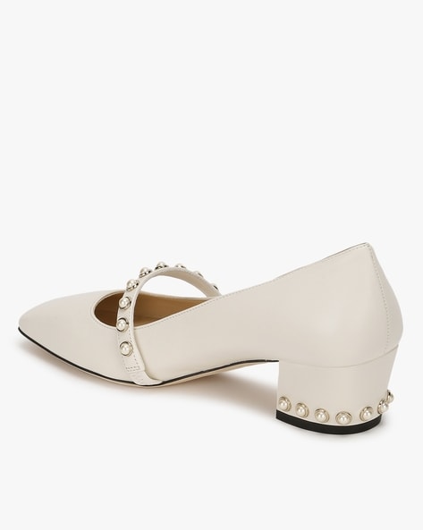 Hoska 45 Nappa Leather Pearl Embellished Pumps