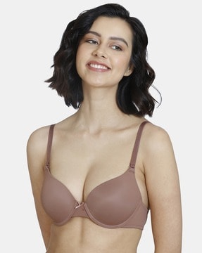 Buy Zivame Beautiful Basics Padded Non Wired 3/4th Coverage T-Shirt Bra -  White at Rs.493 online