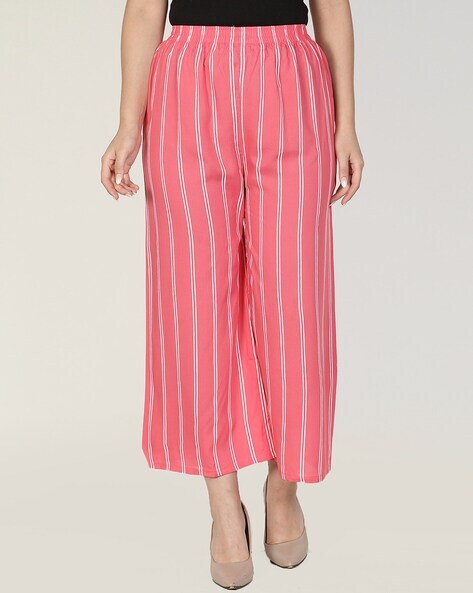 Striped Palazzos with Elasticated Waistband Price in India