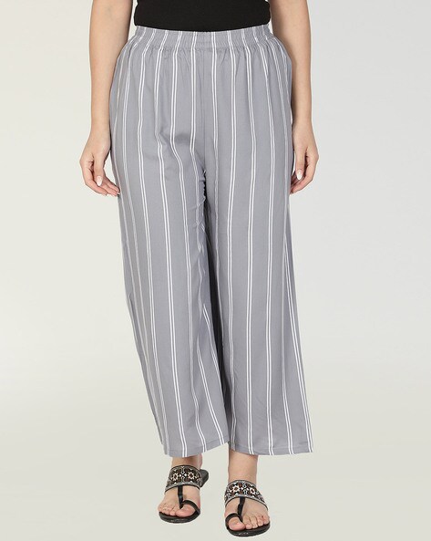 Striped Palazzos with Elasticated Waistband Price in India