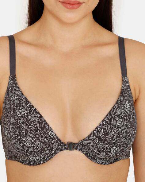 Buy Zivame Suns Bird Push-up Wired Medium Coverage T-shirt Bra - Ebony Grey  online