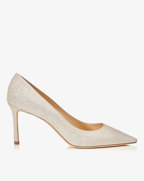 Buy Jimmy Choo Romy 85 Dusty Glitter Pumps | Platinum Ice Color 