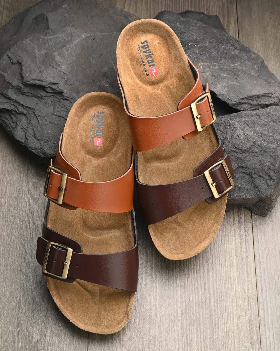 reddish brown J&S 黒 オーバーオール リネン　phigvel Buy Brown Sandals for Men by SPYKAR Online | Ajio.com