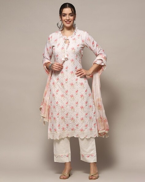 Women Floral Print 3-Piece Unstitch Dress Material Price in India