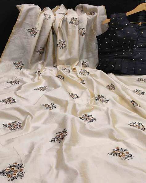 Peachmode Women Floral Embroidered Silk Saree