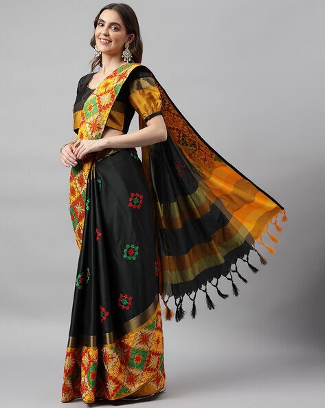 gulabi shaam - cotton saree with woven border