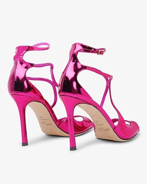 Buy Jimmy Choo Azia 95 Liquid Metal Sandals | Pink Color Women