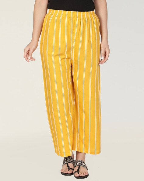 Striped Palazzos with Elasticated Waistband Price in India