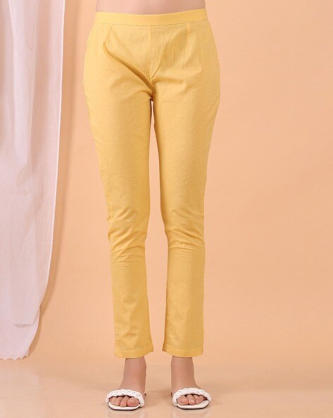 Women Slim Fit Pants with Semi-Elasticated Waist Price in India