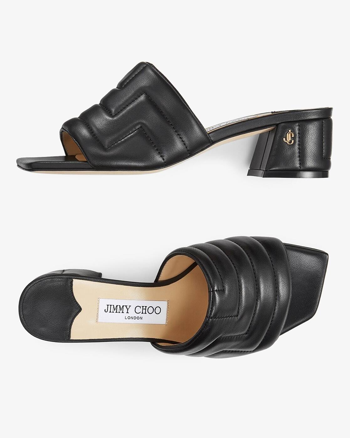 Buy Jimmy Choo Themis 45 Quilted Sandals | Black Color Women