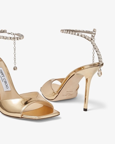 Jimmy Choo Alva 85 Leather Sandals in Metallic | Lyst