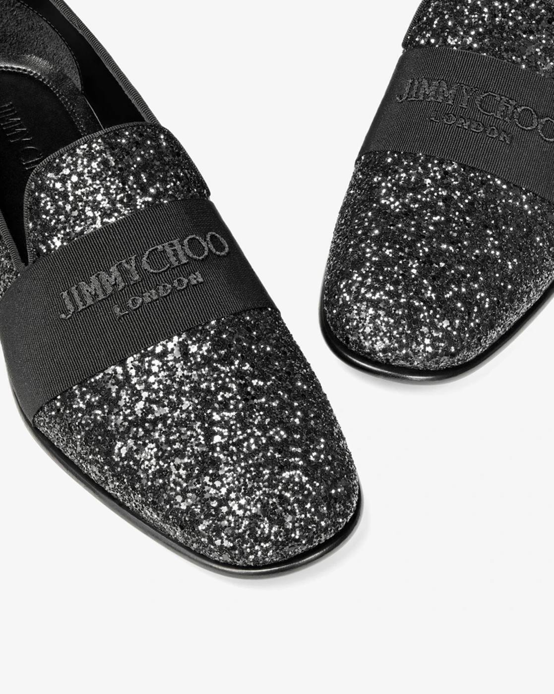 Buy Jimmy Choo Thame Glitter Fabric Loafers with Jimmy Choo  display picture 3
