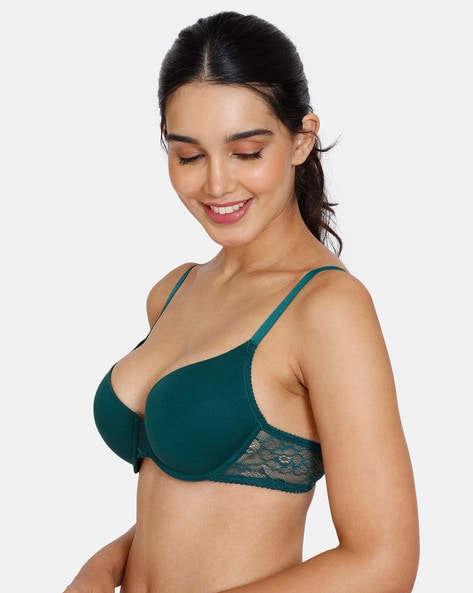 Buy Zivame All That Lace Padded Wired Low Coverage Bra-Red at Rs.895 online