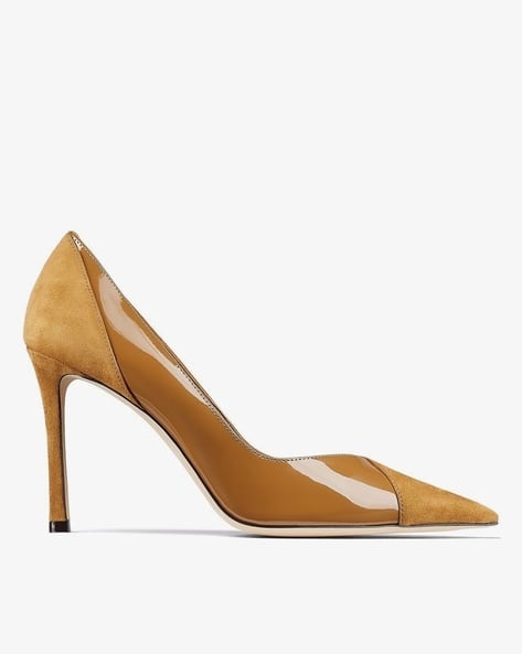 Buy Jimmy Choo Cass 75 Suede and Patent Pumps | Camel Color Women