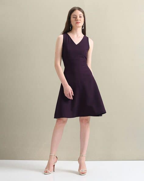 Women V-Neck A-Line Dress