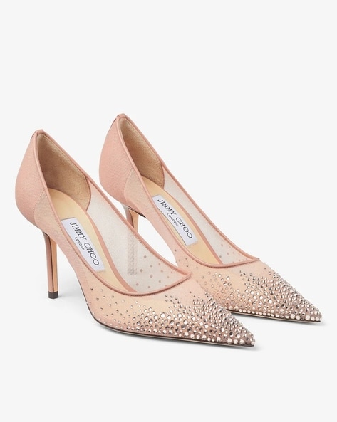 Love 85 Mesh Pointed-Toe Pumps with Degrade Crystals