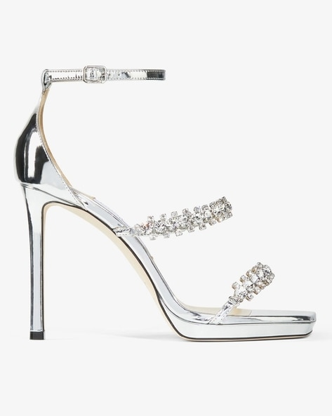 Jimmy Choo Silver / Gold 'fayme' Champagne Glitter Strappy Sandals – The  Consignment Bar