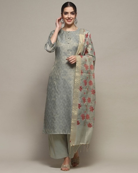 Women Geometric Print 3-Piece Dress Material Price in India